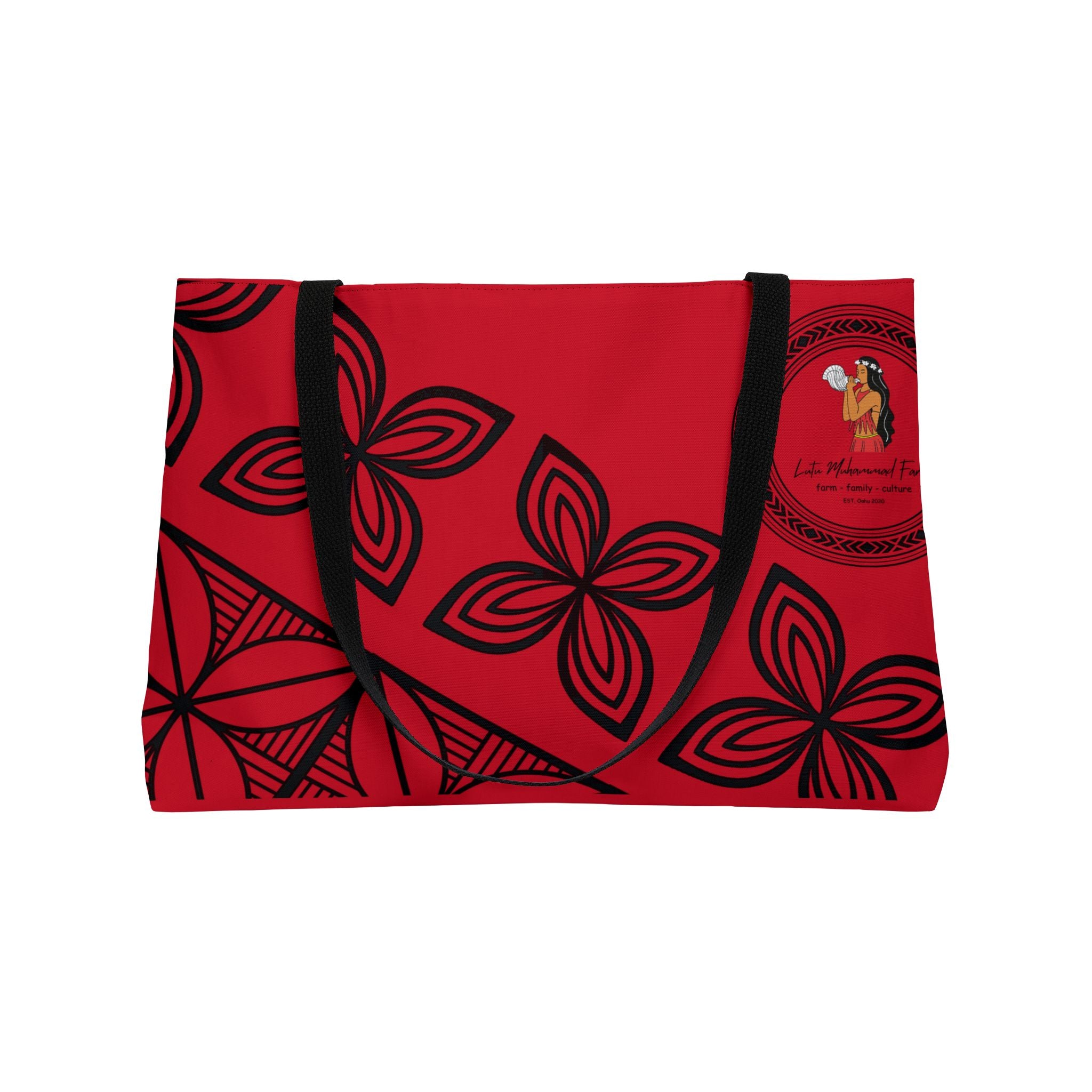 Bold Tribal Farmers Market Tote – Red Weekender Bag for Daily Adventures