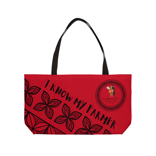 Bold Tribal Farmers Market Tote – Red Weekender Bag for Daily Adventures