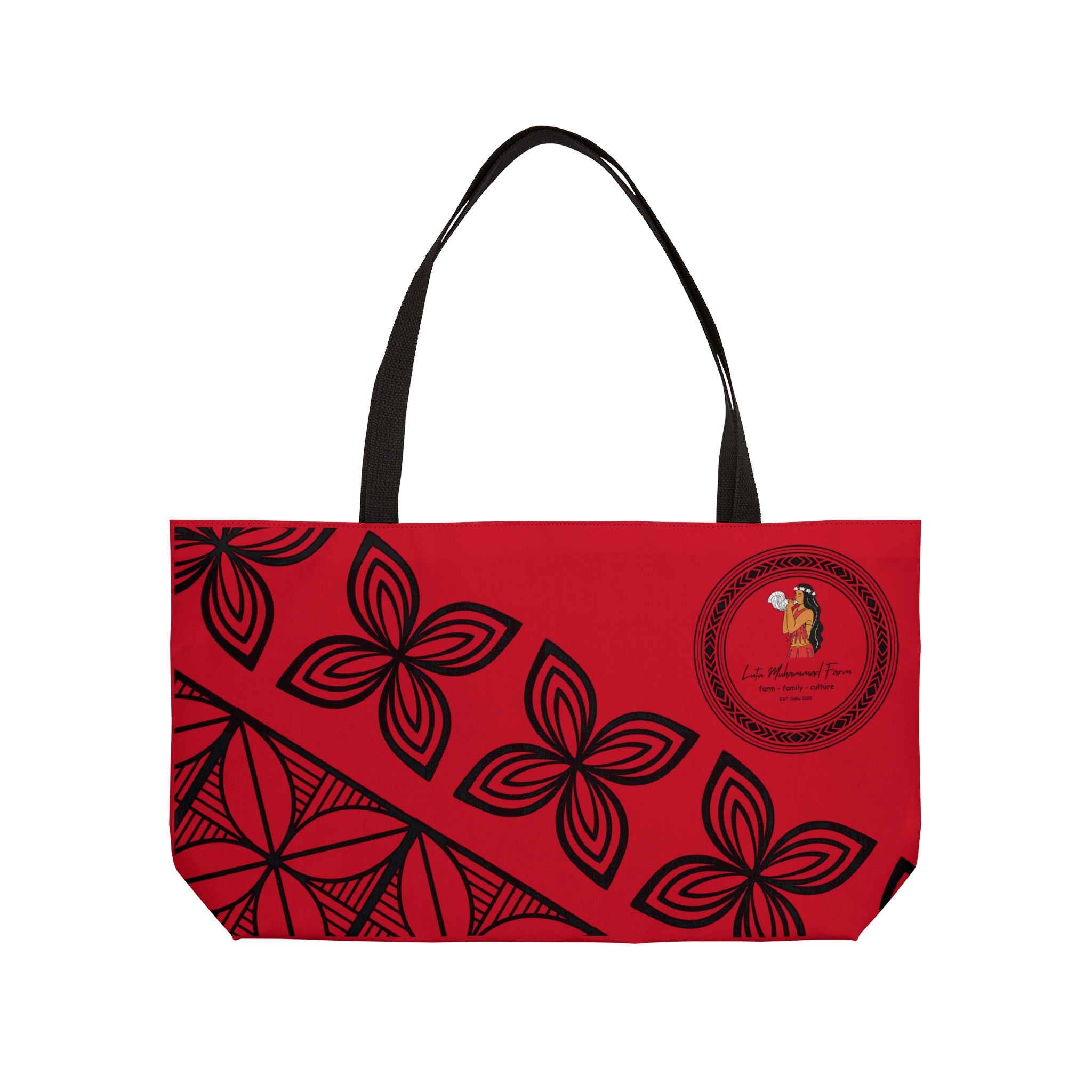 Bold Tribal Farmers Market Tote – Red Weekender Bag for Daily Adventures