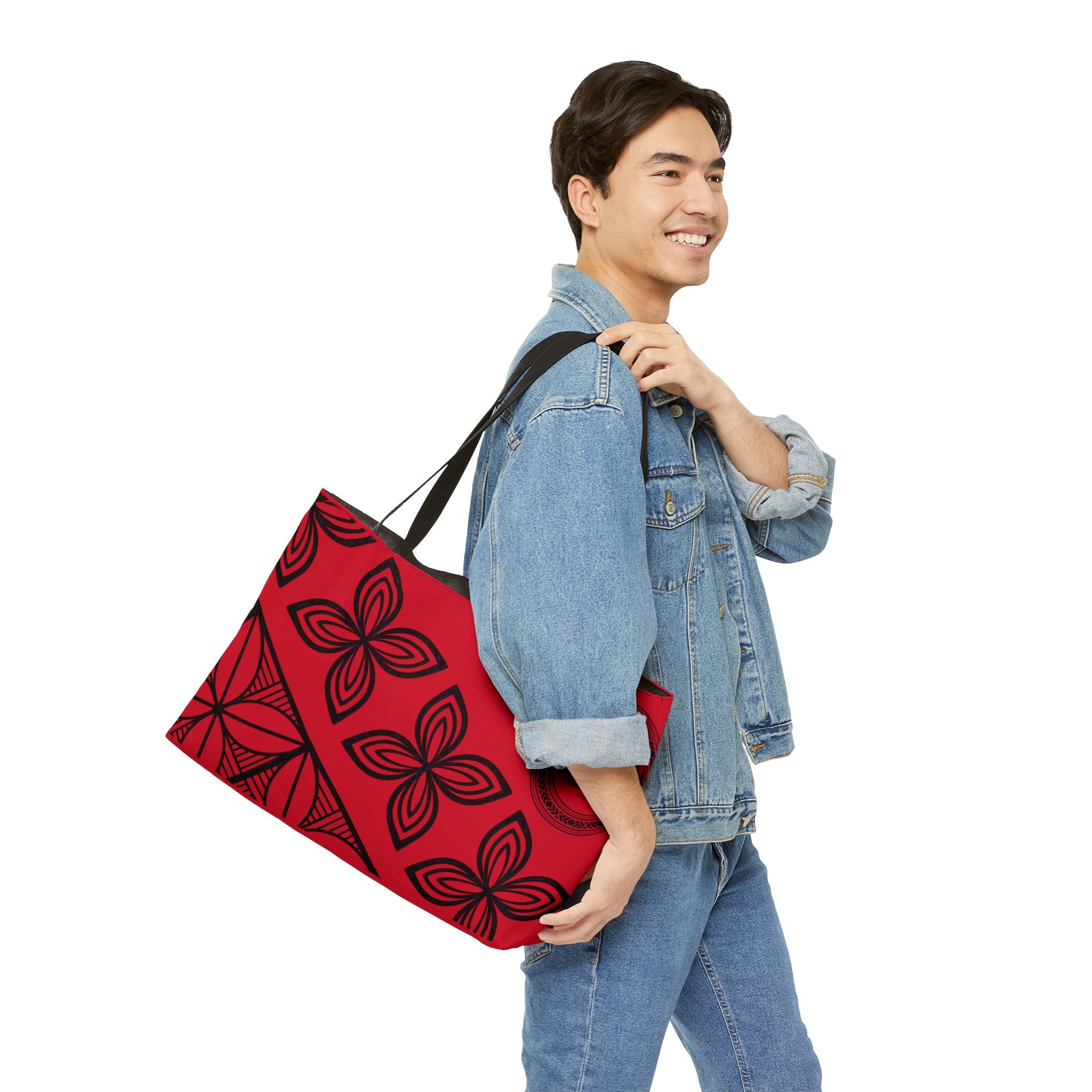 Bold Tribal Farmers Market Tote – Red Weekender Bag for Daily Adventures