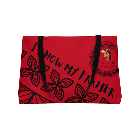 Bold Tribal Farmers Market Tote – Red Weekender Bag for Daily Adventures
