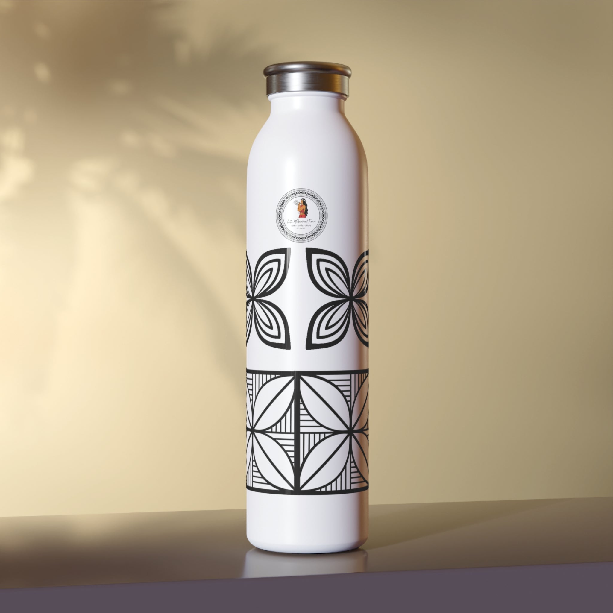 Elegant Tribal Slim Water Bottle | Stylish Insulated Drinkware, Eco-Friendly Gift, Fitness Accessory, Wedding Favor, Travel Companion