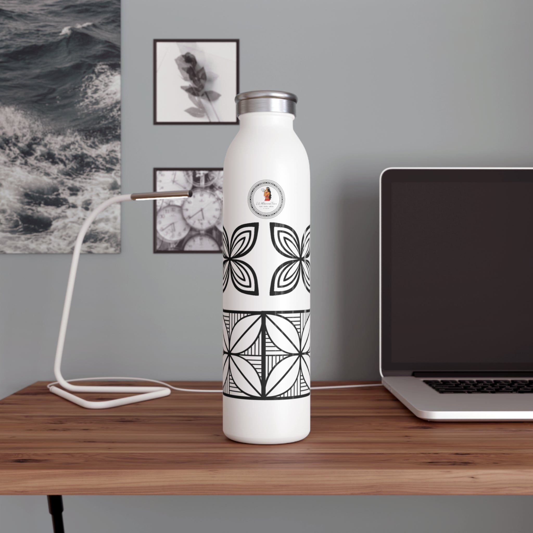 Elegant Tribal Slim Water Bottle | Stylish Insulated Drinkware, Eco-Friendly Gift, Fitness Accessory, Wedding Favor, Travel Companion
