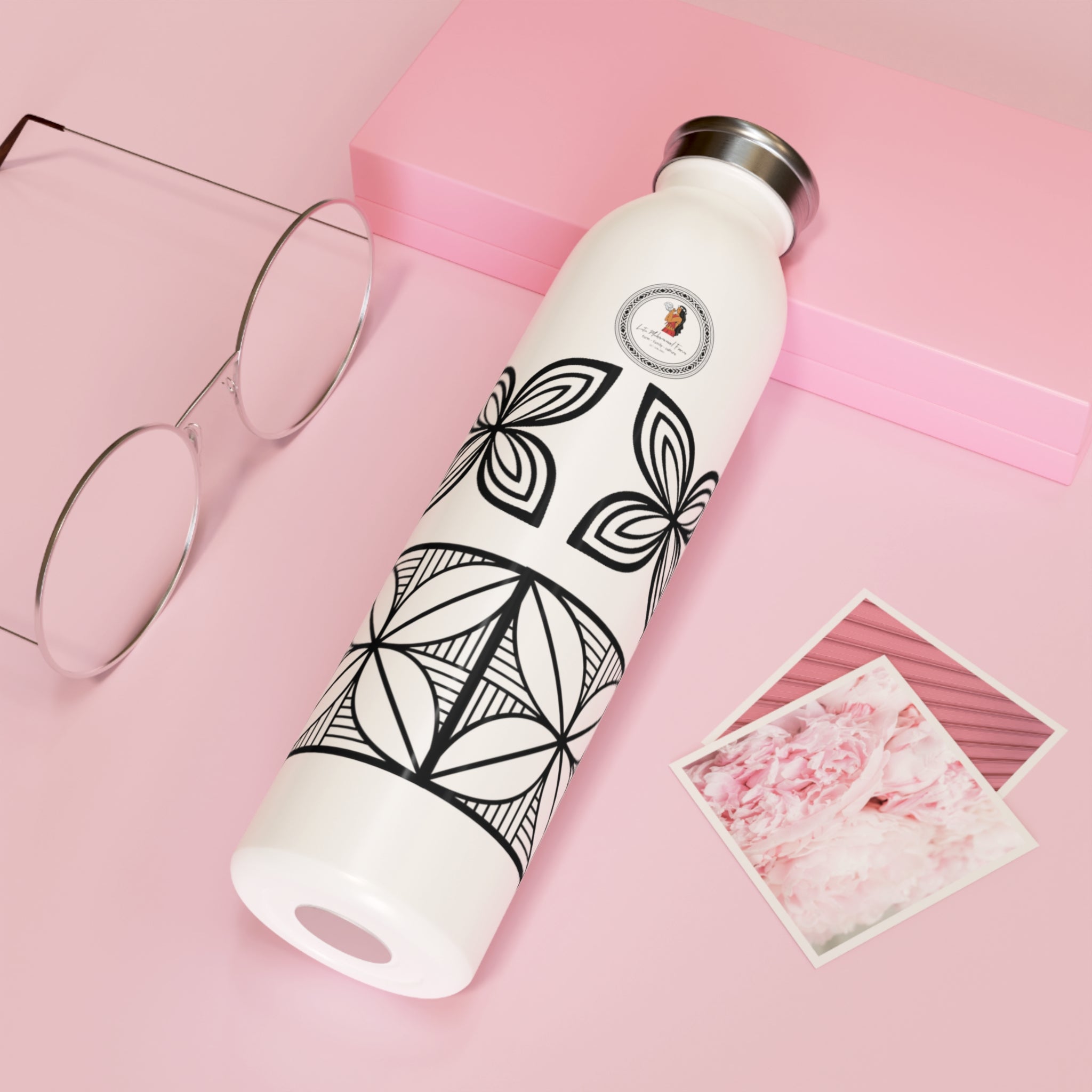 Elegant Tribal Slim Water Bottle | Stylish Insulated Drinkware, Eco-Friendly Gift, Fitness Accessory, Wedding Favor, Travel Companion