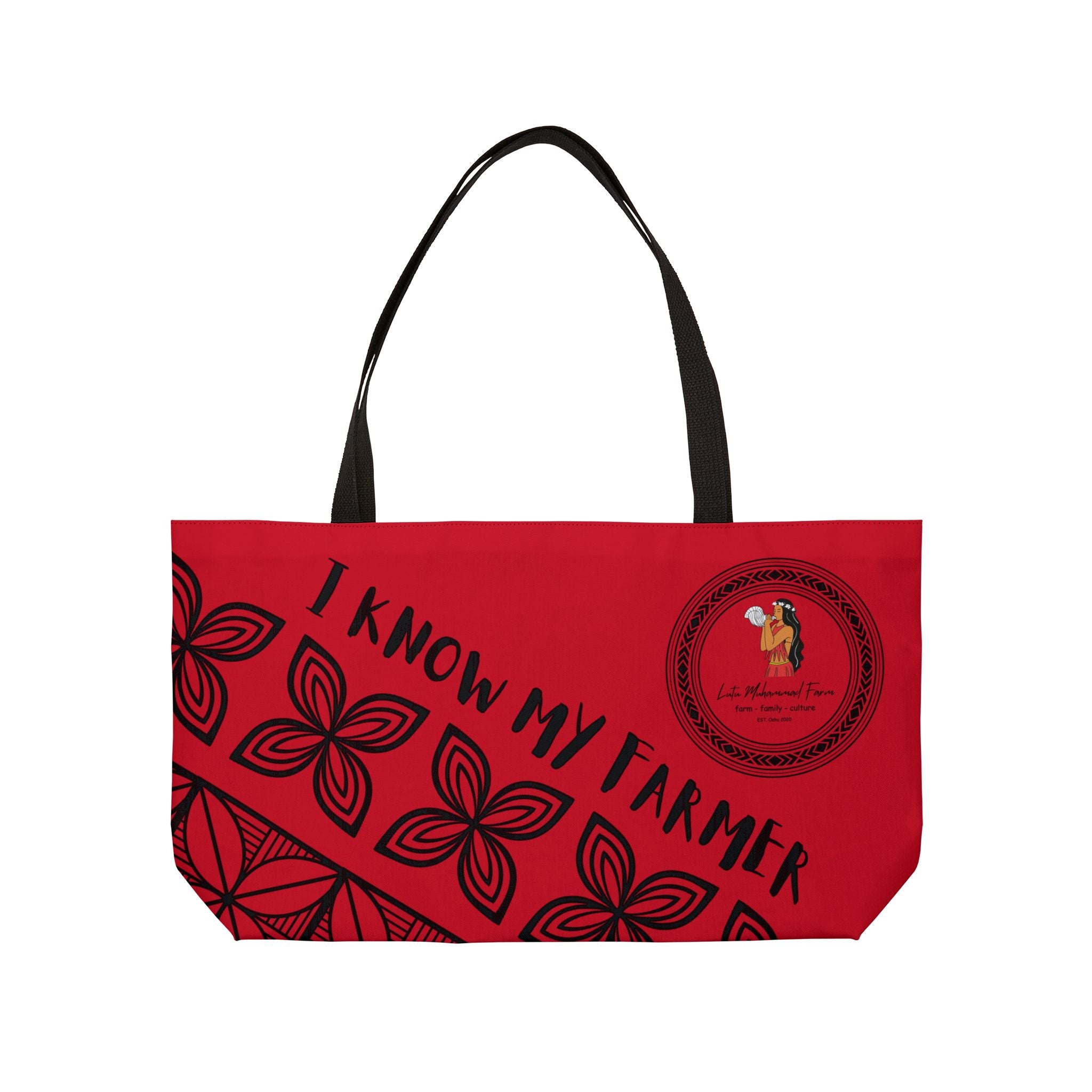 Bold Tribal Farmers Market Tote – Red Weekender Bag for Daily Adventures